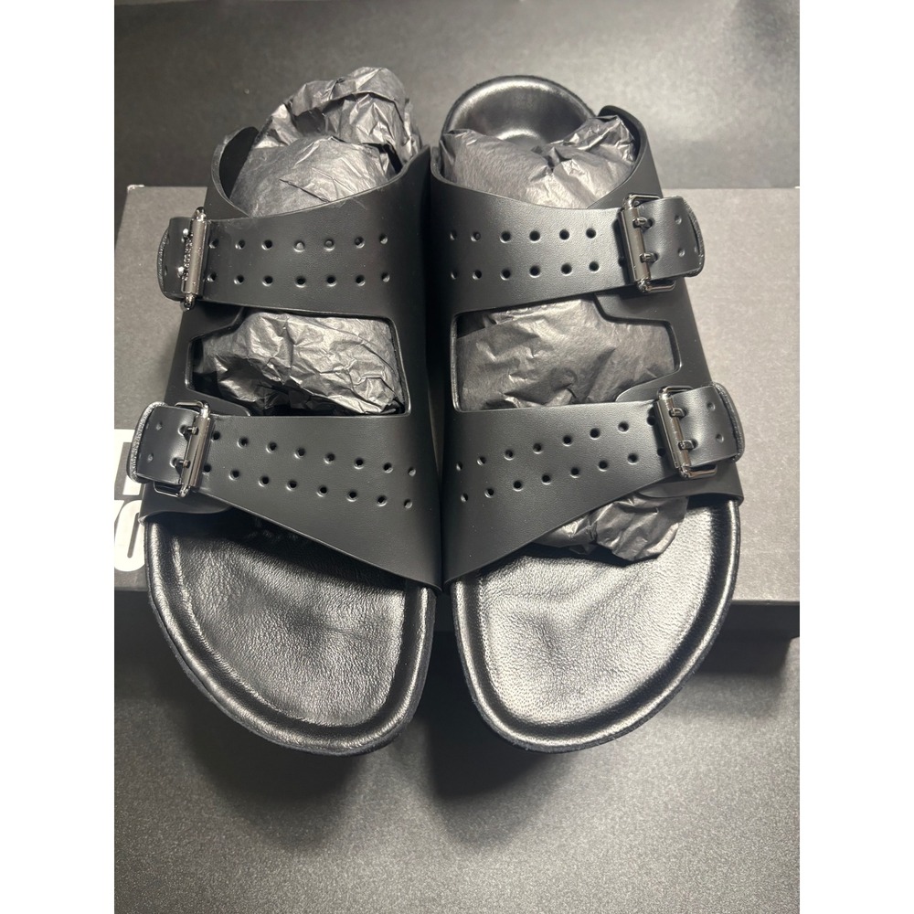 The Kooples NEW Slides Sandals Buckle Accents Black FR 42/U8 - Picture 2 of 10